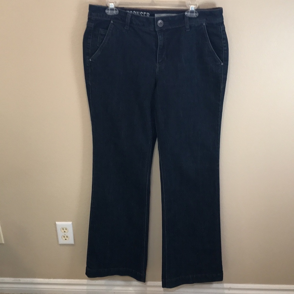 DKNY Jeans Houston Trouser Wide Leg/Flare Jeans Dark Wash Rhinestone Pockets-12